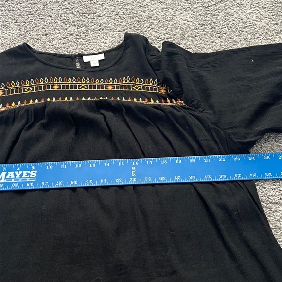J. Jill Boho Black Embroidered Peasant Blouse Top 3/4 Sleeve - Size XL - Picture 6 of 7